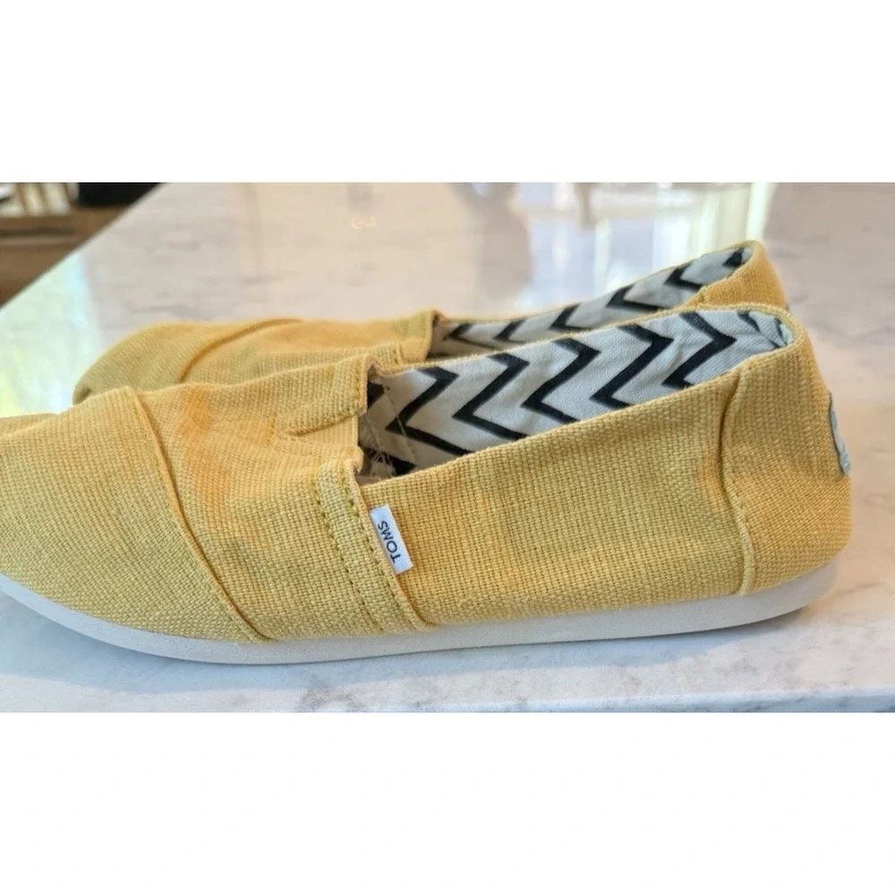 TOMS Alpargata Heritage Eco Women's‎ Slip On Canvas Shoes Yellow Flats Size 7